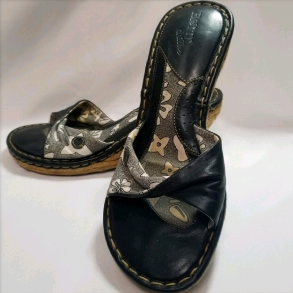 ✨ Born Leather / Floral Wedge Espadrilles Sa… - Picture 1 of 12